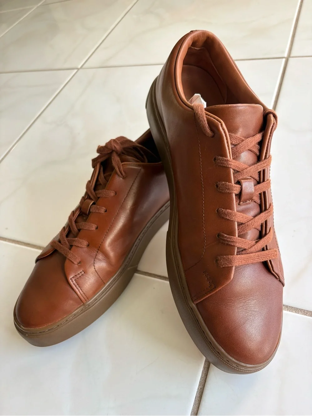 NEW J. Crew Leather Court Sneaker English Tan Brown | Vibram Men’s Size 10